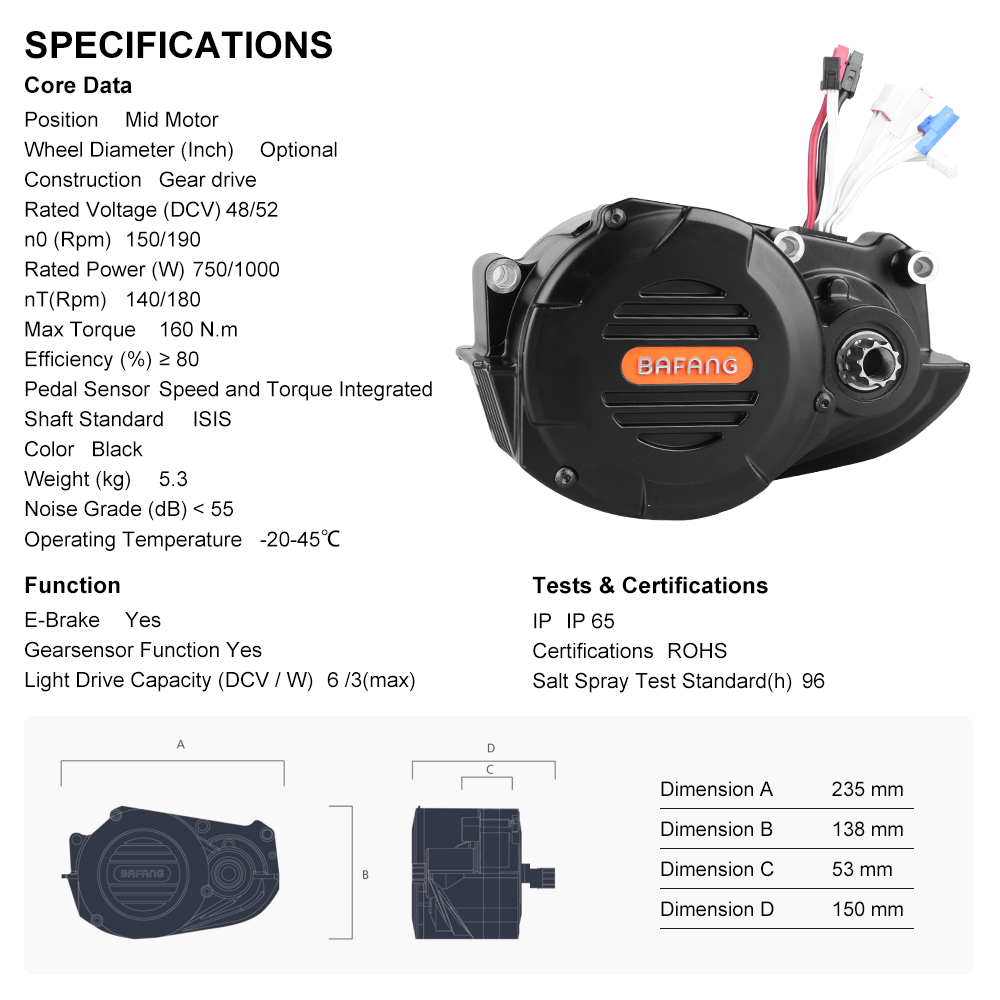 risunmotor M620 G510 48V 52V 1 – Mid Drive Conversion Kit 1000W recenzja i cena